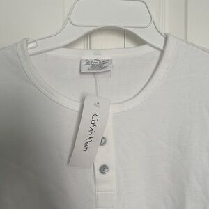 Calvin Klein White Long Sleeve Henley